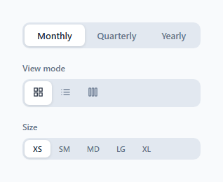 Screenshot of the Segmented Control snippet rendered live