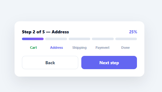 Screenshot of the Segmented Progress snippet rendered live