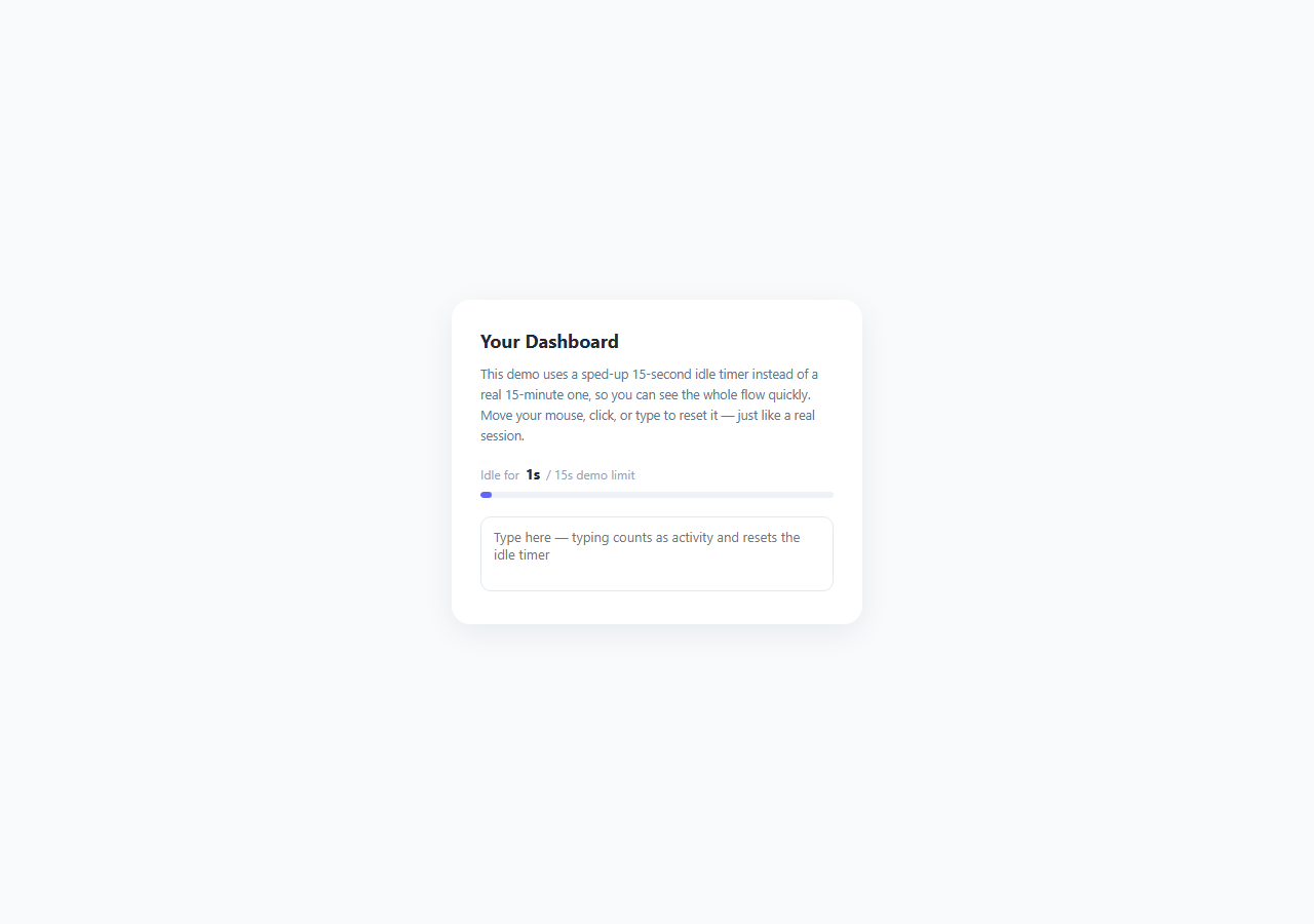 Screenshot of the Session Timeout Warning Modal snippet rendered live