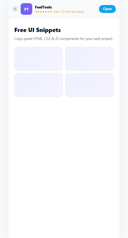 Screenshot of the Smart App Banner snippet rendered live