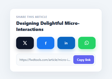 Screenshot of the Social Share Bar snippet rendered live