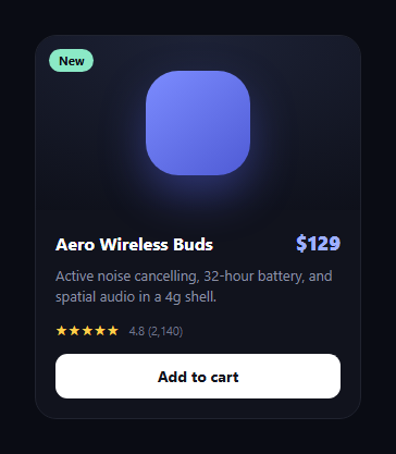 Screenshot of the Spotlight Product Card snippet rendered live