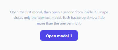 Screenshot of the Stacked Modal Manager — Multiple Modals on Top of Each Other, Correctly snippet rendered live