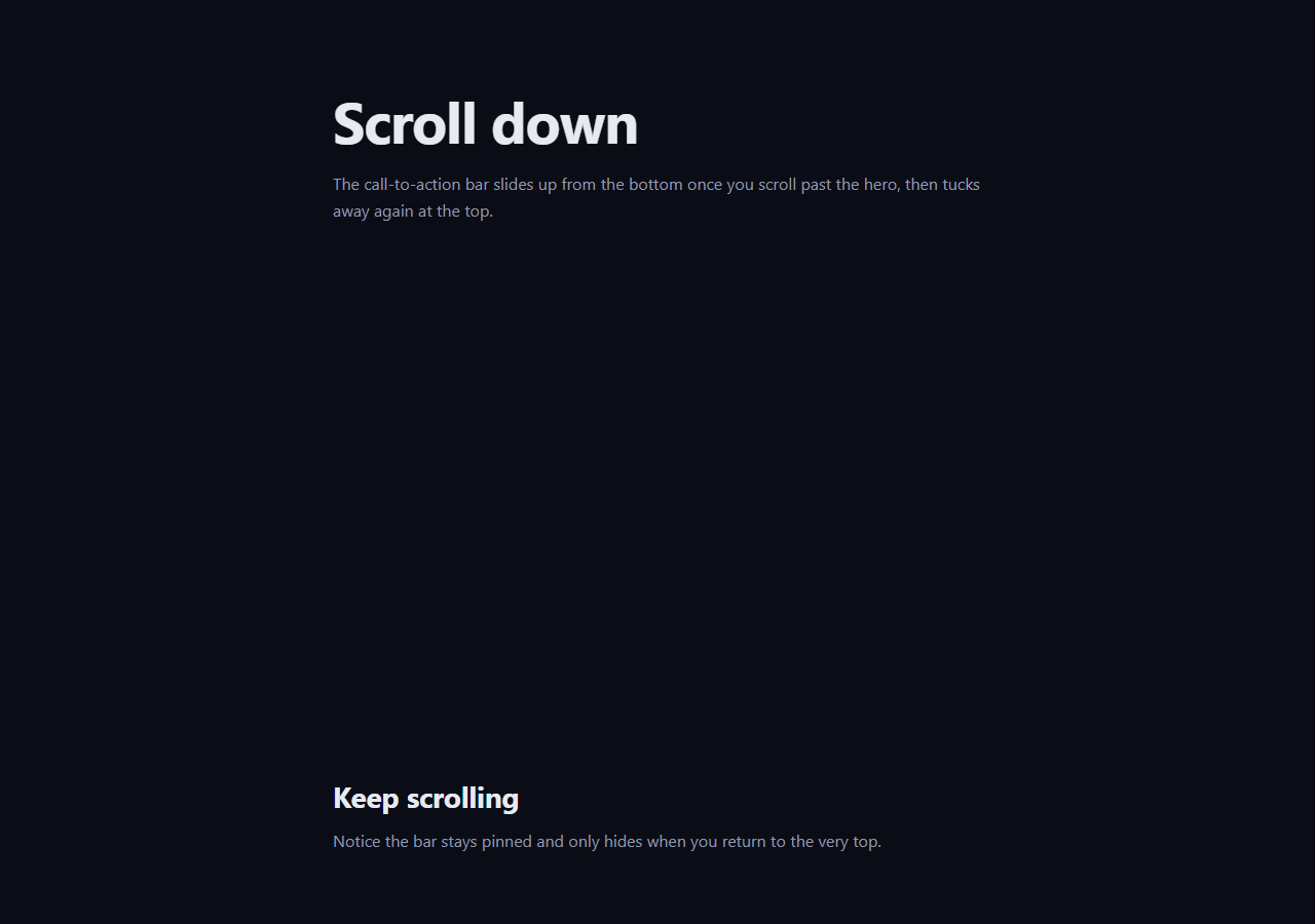 Screenshot of the Sticky CTA Footer snippet rendered live