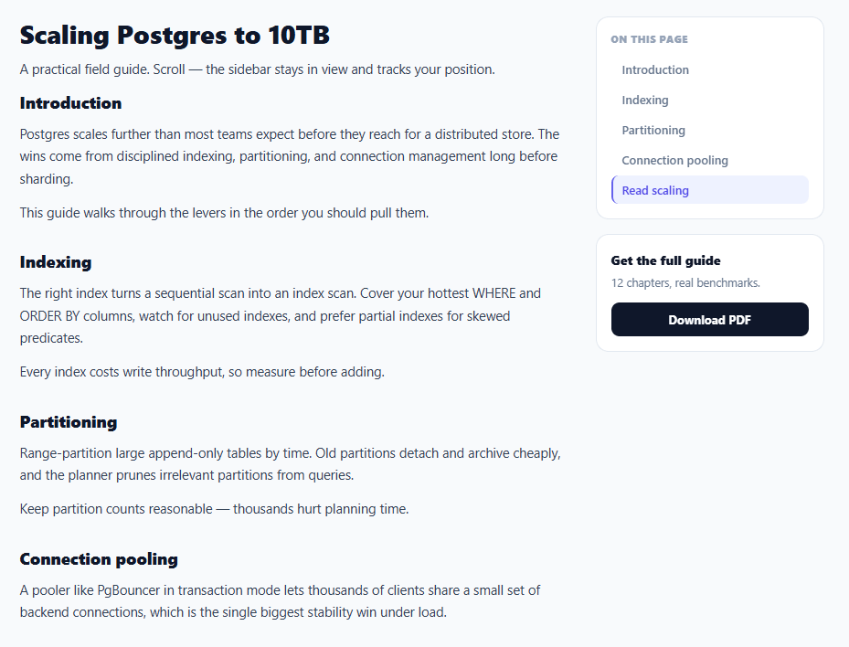 Screenshot of the Sticky Sidebar snippet rendered live