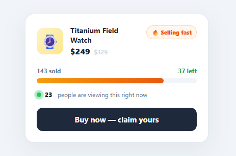 Screenshot of the Stock Urgency Bar snippet rendered live