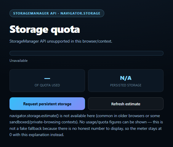 Screenshot of the Storage Quota Meter snippet rendered live