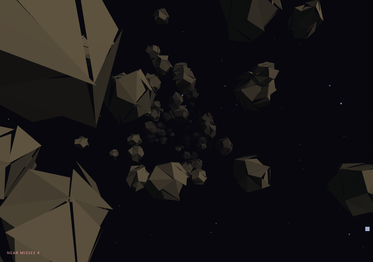 Screenshot of the Three.js Scroll Asteroid Belt Run snippet rendered live