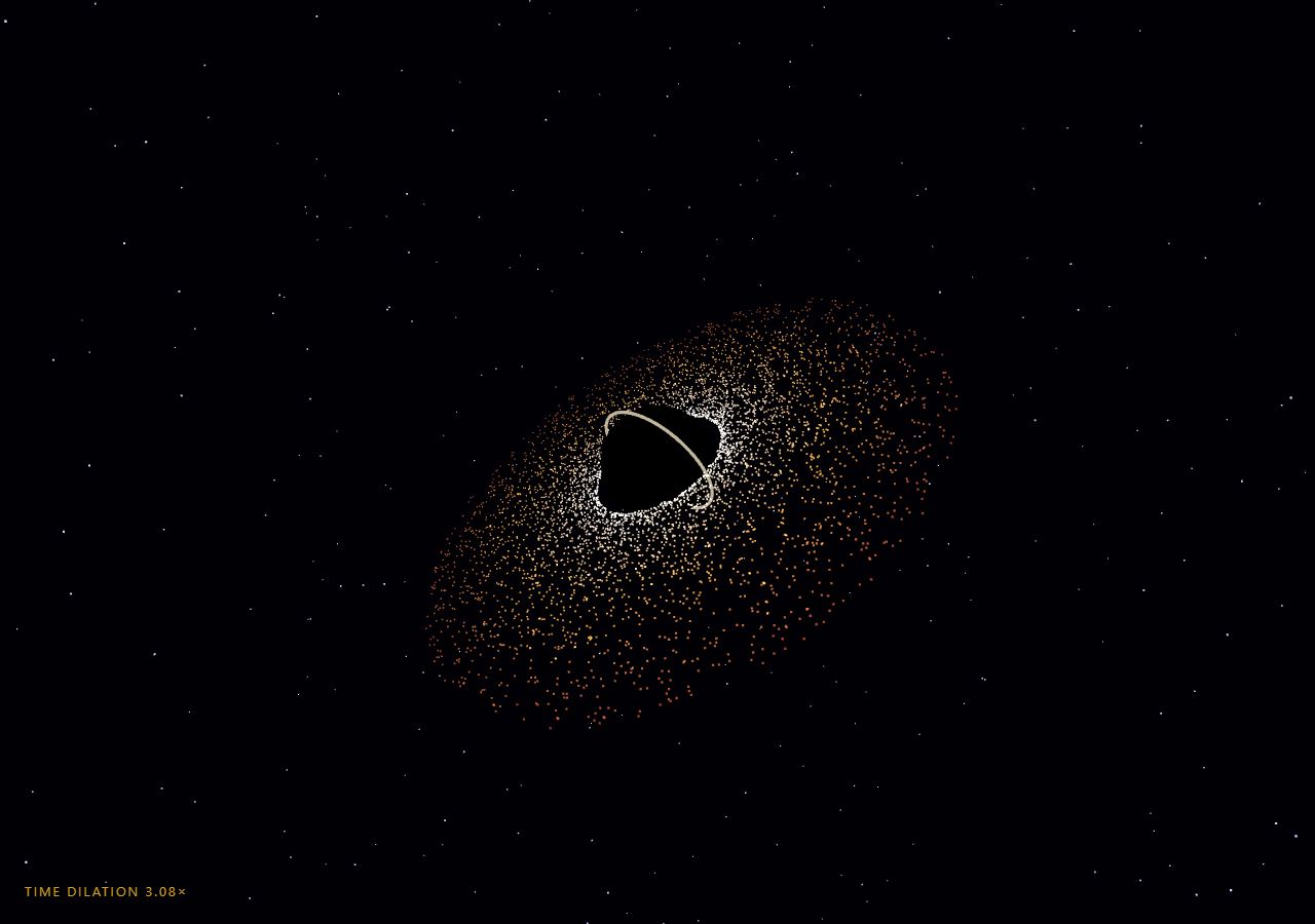 Screenshot of the Three.js Scroll Black Hole Approach snippet rendered live
