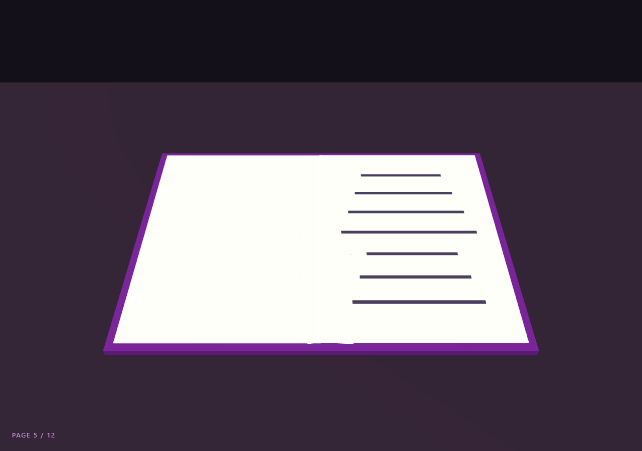 Screenshot of the Three.js Scroll 3D Book Page Flip snippet rendered live