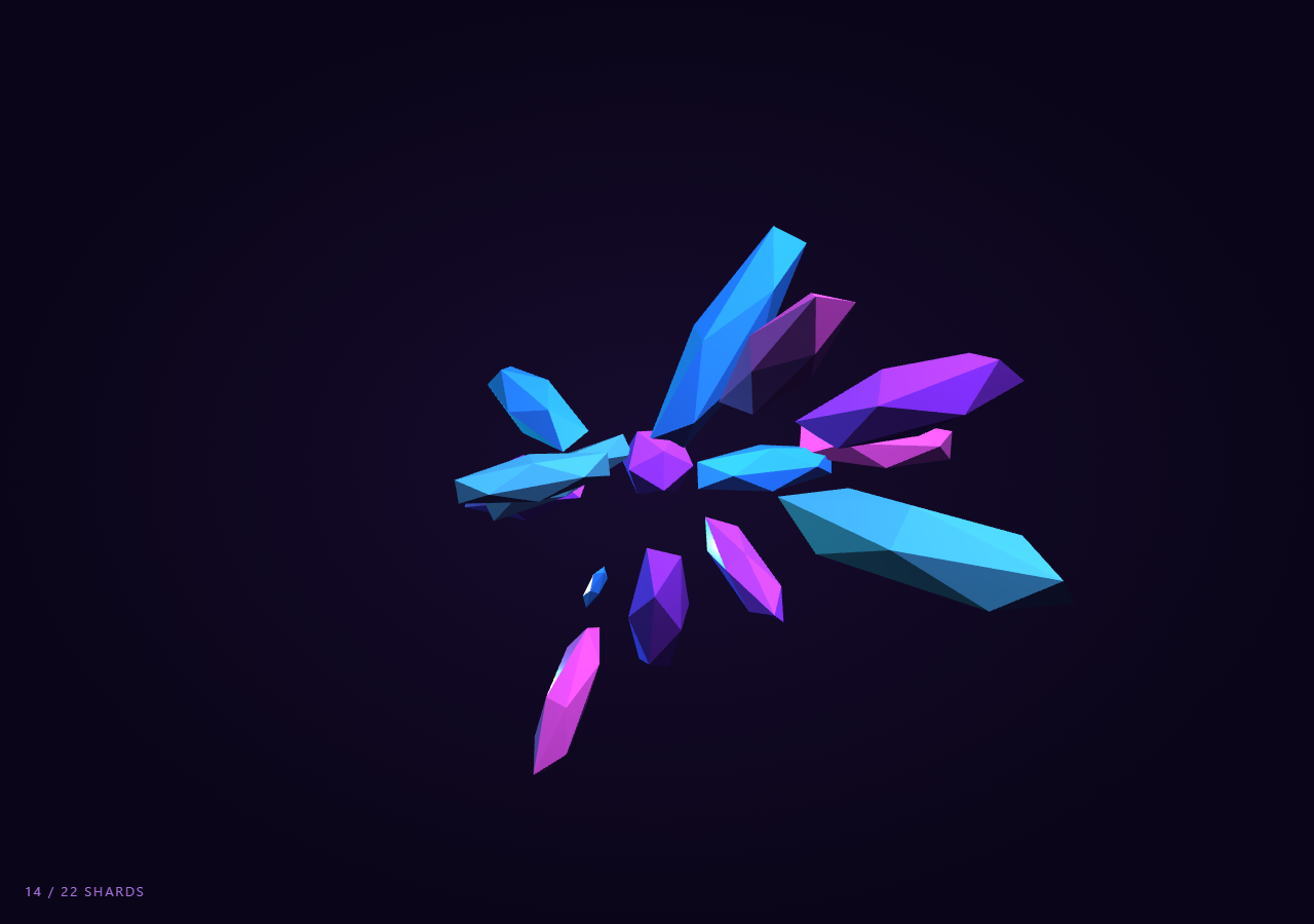 Screenshot of the Three.js Scroll Crystal Bloom snippet rendered live