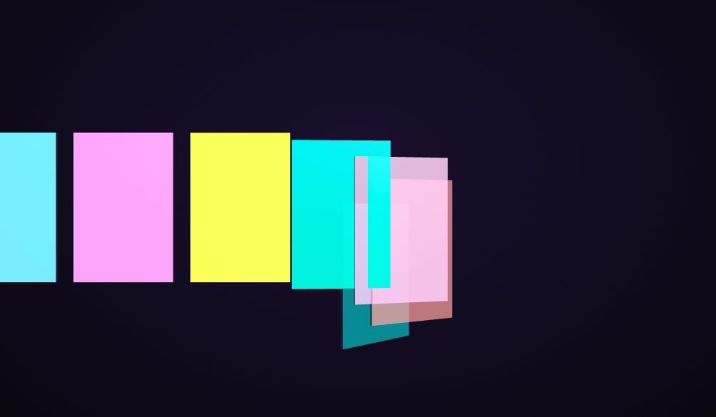 Screenshot of the Three.js Scroll Fold Cards snippet rendered live