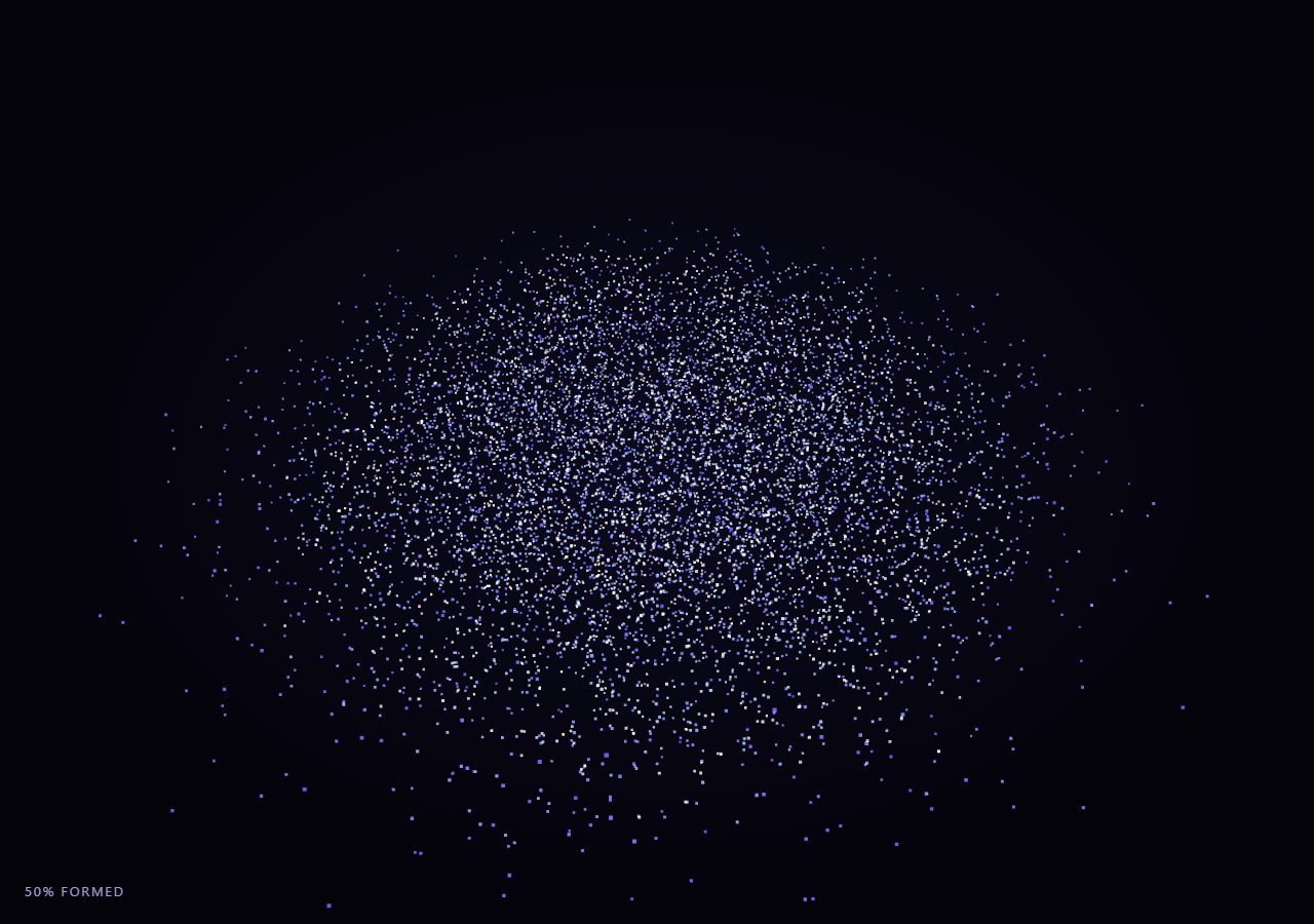 Screenshot of the Three.js Scroll Galaxy Formation snippet rendered live