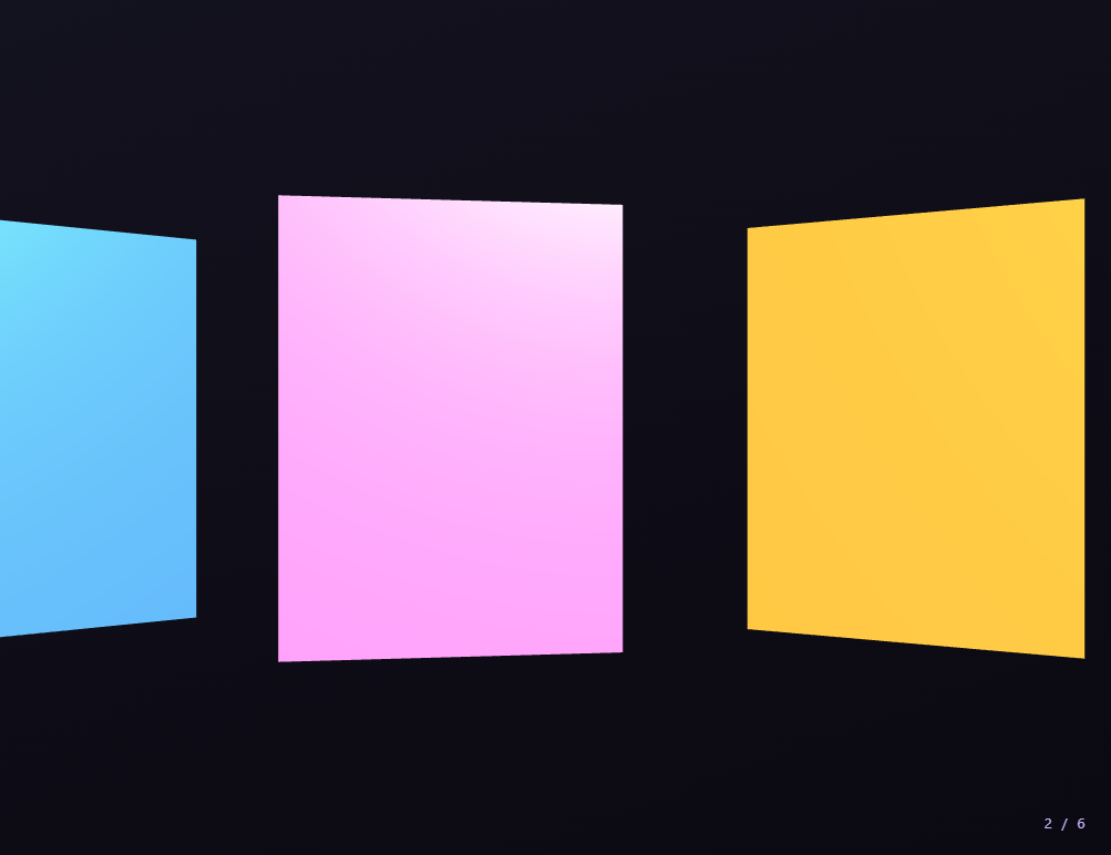 Screenshot of the Three.js Scroll Horizontal Gallery snippet rendered live