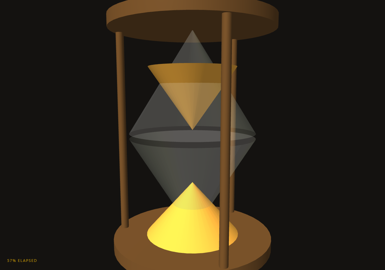 Screenshot of the Three.js Scroll Hourglass Sand Timer snippet rendered live
