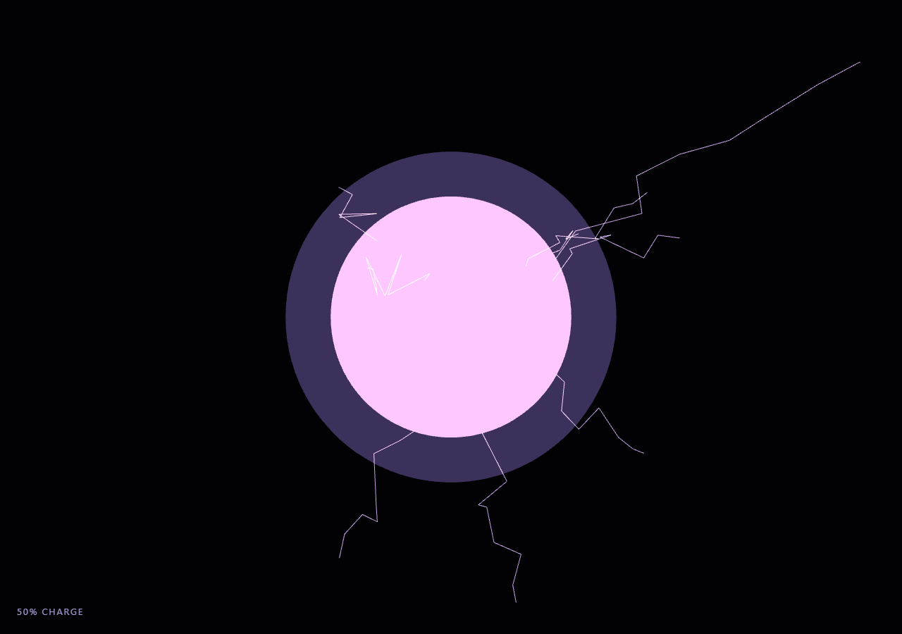Screenshot of the Three.js Scroll Lightning Energy Orb snippet rendered live