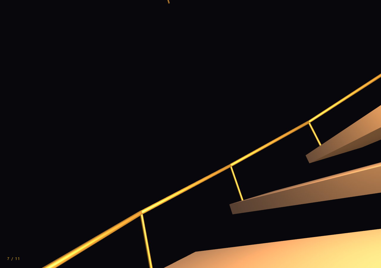 Screenshot of the Three.js Scroll Spiral Staircase Climb snippet rendered live
