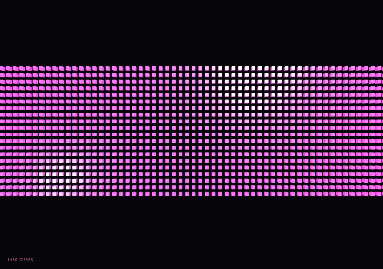 Screenshot of the Three.js Scroll Typography Shatter snippet rendered live