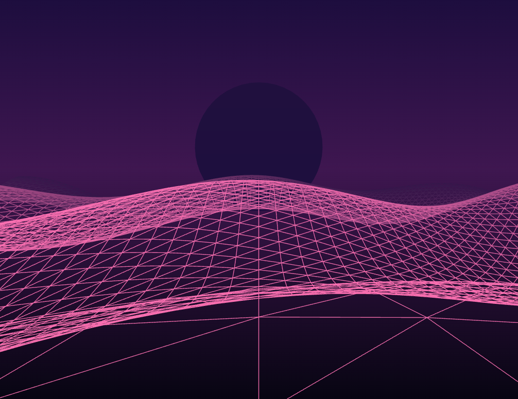 Screenshot of the Three.js Scroll Wave Terrain snippet rendered live