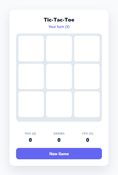 Screenshot of the Tic-Tac-Toe vs Computer snippet rendered live