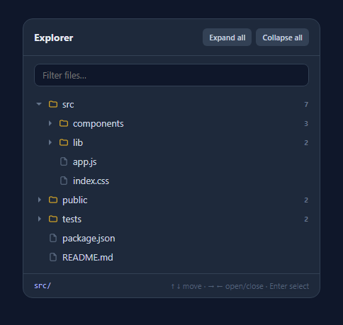 Screenshot of the File Explorer Tree View snippet rendered live