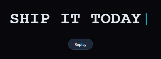Screenshot of the Typewriter Glitch Gradient Reveal snippet rendered live