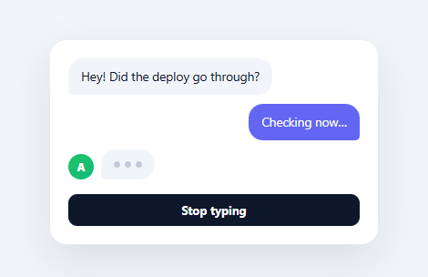Screenshot of the Typing Indicator snippet rendered live