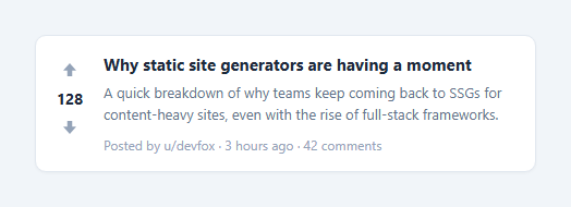 Screenshot of the Upvote / Downvote Widget snippet rendered live
