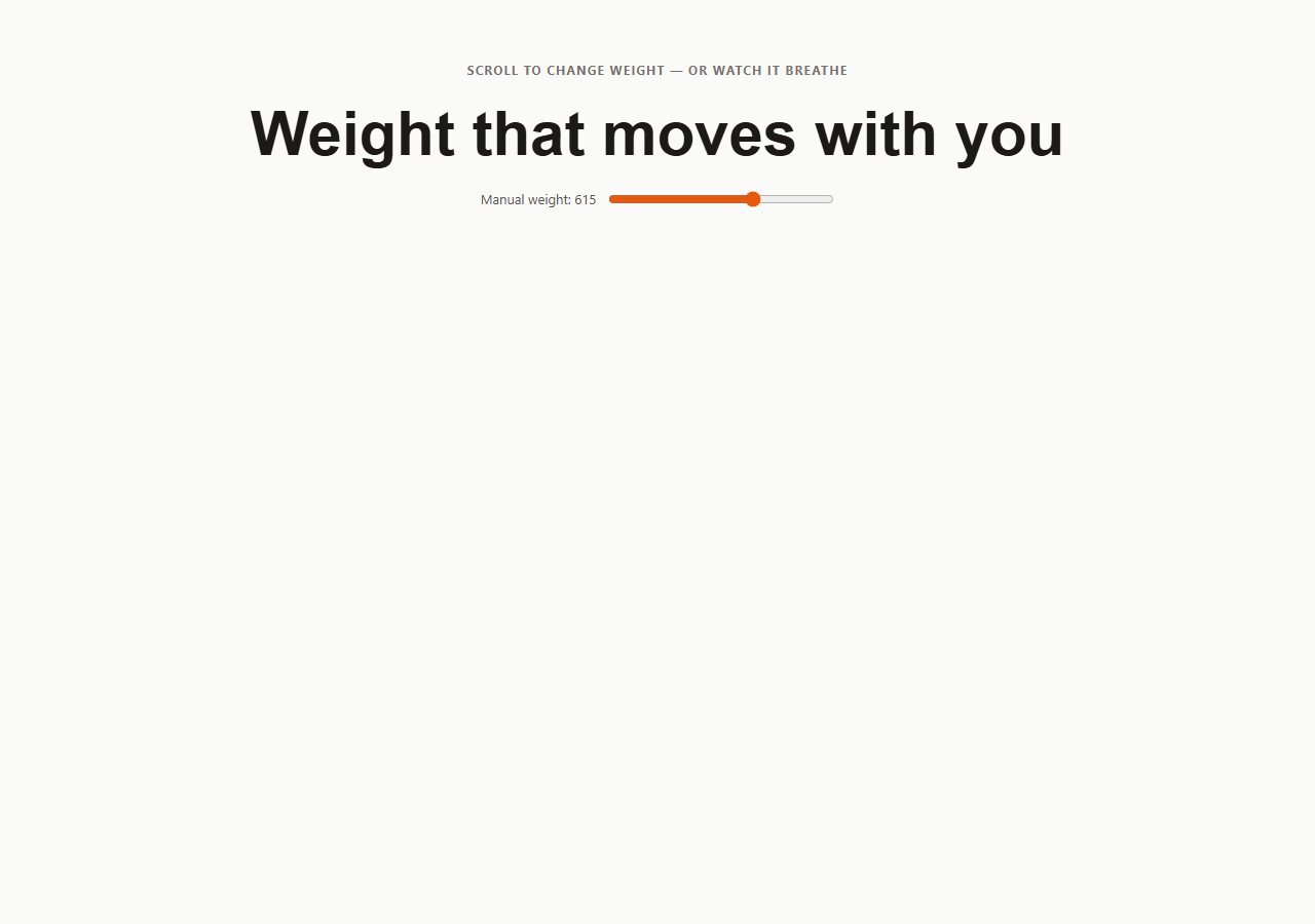 Screenshot of the Variable Font Weight Breathe snippet rendered live