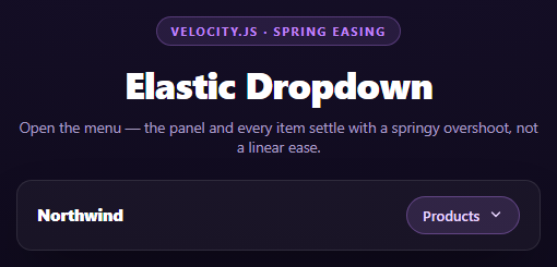 Velocity.js Elastic Menu