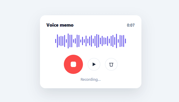 Screenshot of the Voice Memo Recorder snippet rendered live
