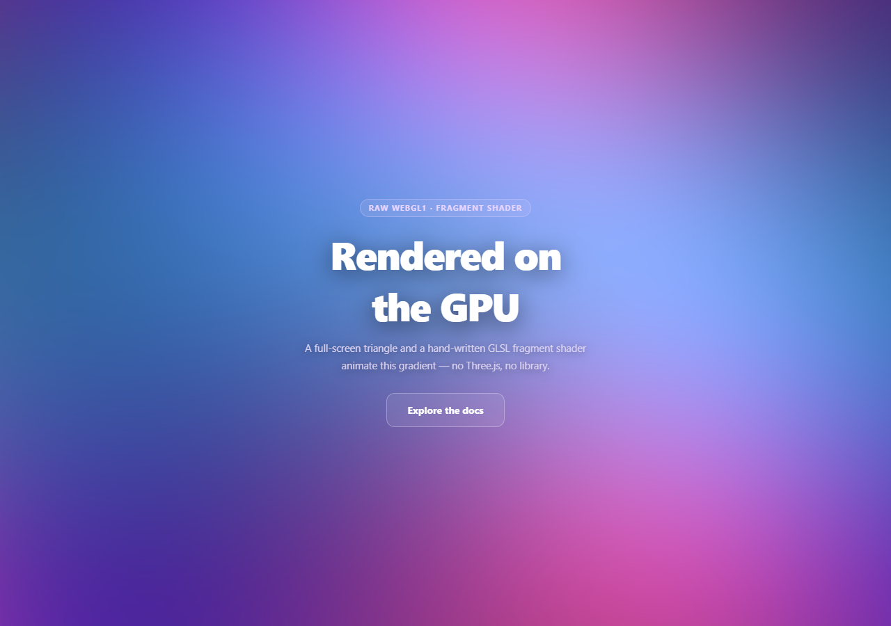 Screenshot of the WebGL Gradient Shader Background snippet rendered live