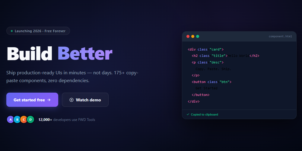 Screenshot of the Word Flip Hero snippet rendered live