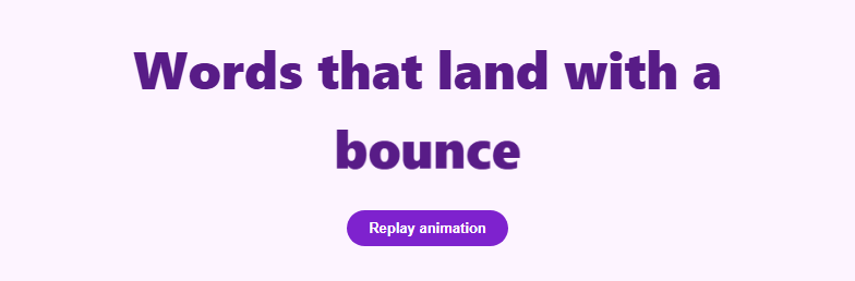 Screenshot of the Word Spring Bounce Heading snippet rendered live